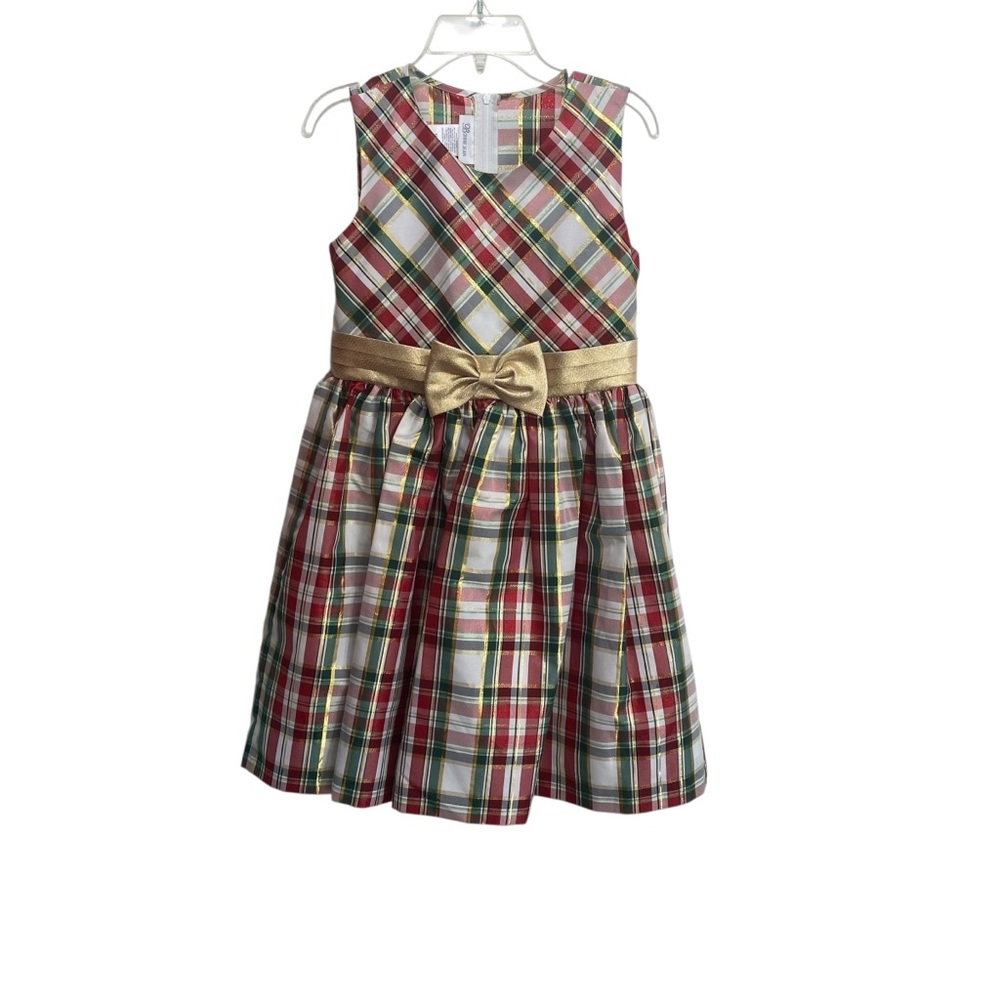 Party Formal Holiday Girls Gold Red Green Christmas Dress Bonnie Jean Shimmer 14 - Picture 2 of 7